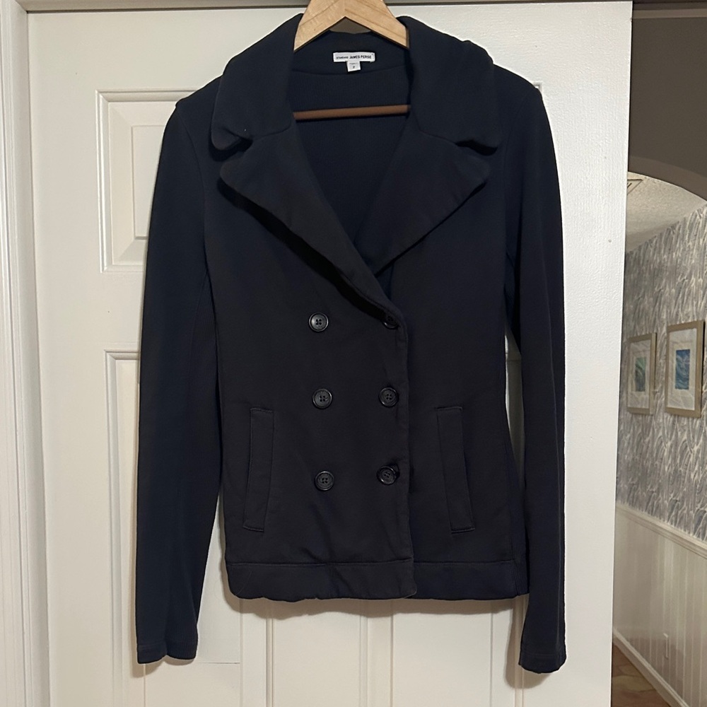 James Perse Navy Double-Breasted Pea Coat